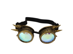 Óculos Steampunk Caleidoscópio, Óculos de Halloween com Espinhos Holográficos Decorativos