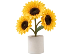 Luminária De Girassol Flor Com 3 Braços Luz Noturna Led Recarregável