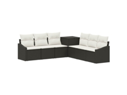 Vidaxl Conjunto De Sofás 7 Pcs Preto E Branco Creme