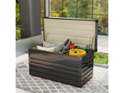 Caixa De Jardim Metal 350l Com Tampa De Parede Dupla 120x61x62 Cm Cinza Impermeável Trancável