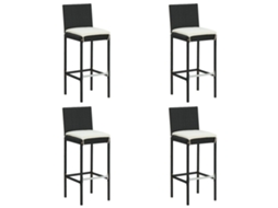Bancos De Bar Com Almofadões Para Jardim 4 Pcs Vime Pe Preto Dkd Home Decor