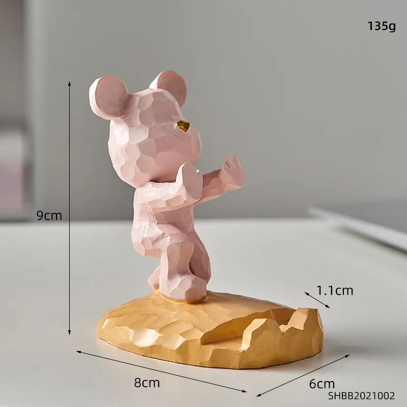 Suporte Para Celular Urso Bravo Para Decoração De Casa, Acessórios De Escritório Kawaii, Decoração Estética Para Quarto, Gadgets Kawaii, Escultura Par