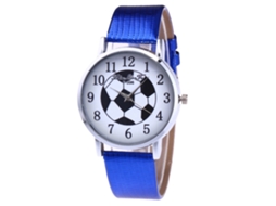 Relógio de Pulso Feminino de Quartzo com Pulseira de Couro Pu Estilo Simples Azul