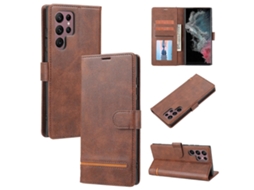 Capa De Couro Clássica Tipo Carteira Com Aba Para Samsung Galaxy S23 Ultra 5g