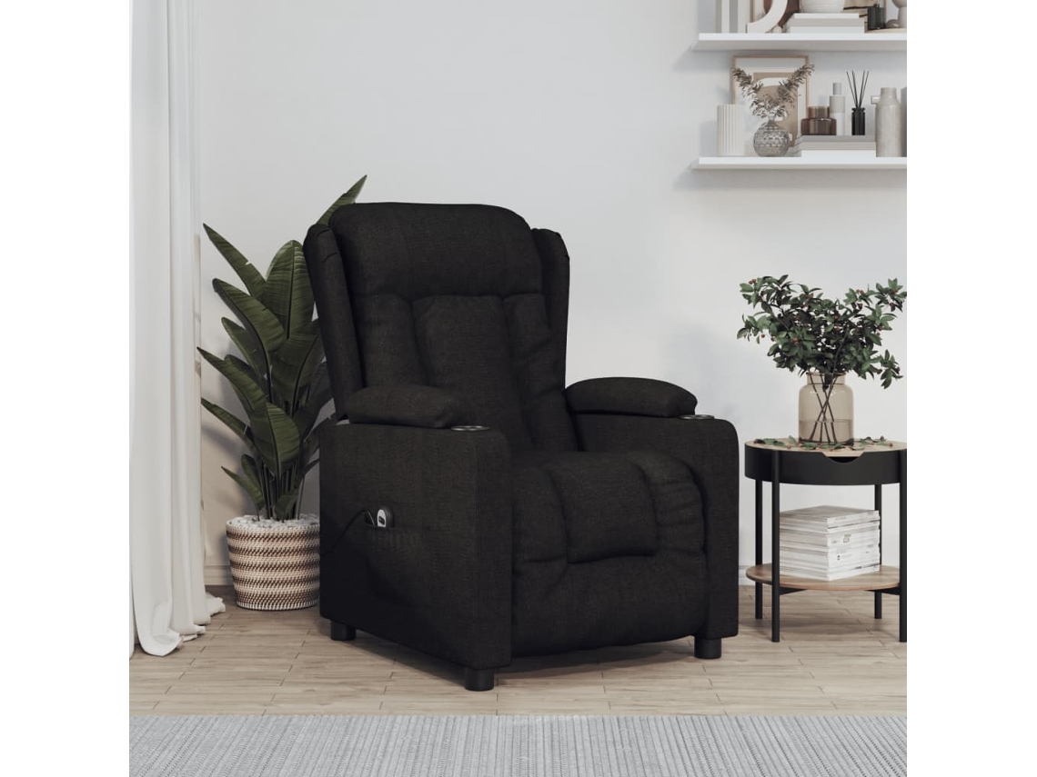 Vidaxl Poltrona Elétrica Reclinável Tecido Preto