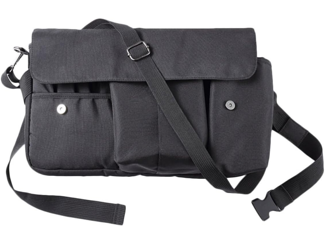 Bolsa de Maquiagem em Prova D'água em Formato Banana, Cinto de Maquiagem em Lona Preta, Necessário Maquiagem