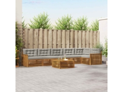 Vidaxl Conjunto De Sofás Para Exterior 7 Pcs Cinza Natural E Claro