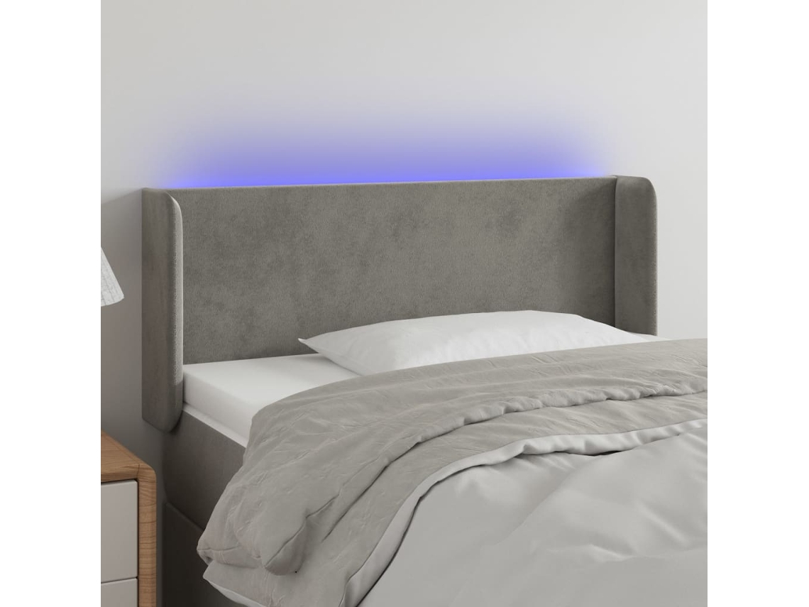 Cabecero de terciopelo con luces LED 93x16x78/88cm Gris Claro