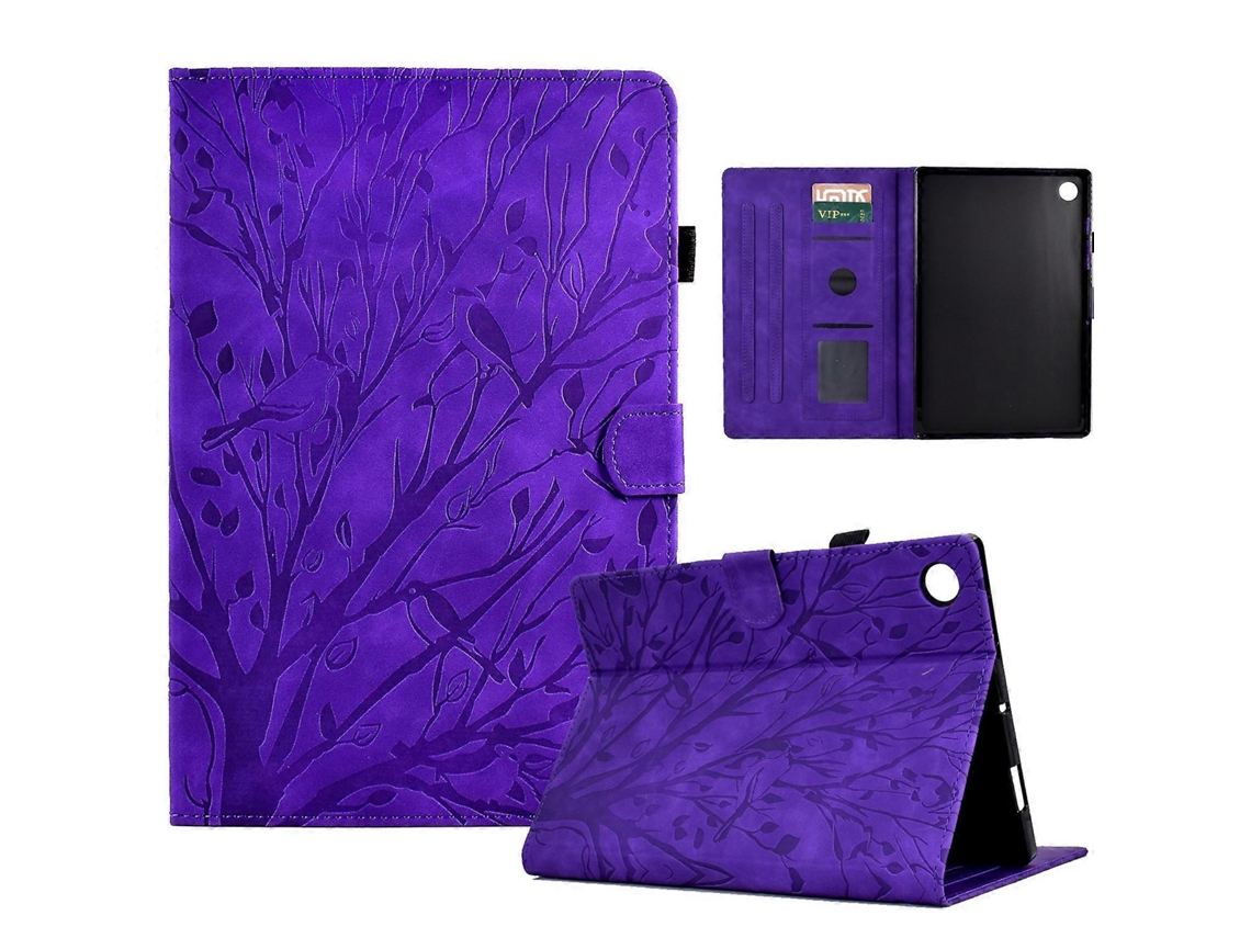 Capa Para Tablet Lenovo Tab M10 Plus 3ª Geração, Em Pu, Com Estampa De Árvore Da Fortuna E Flor De Pressão, Com Função De Ativação/desativação Da Funç