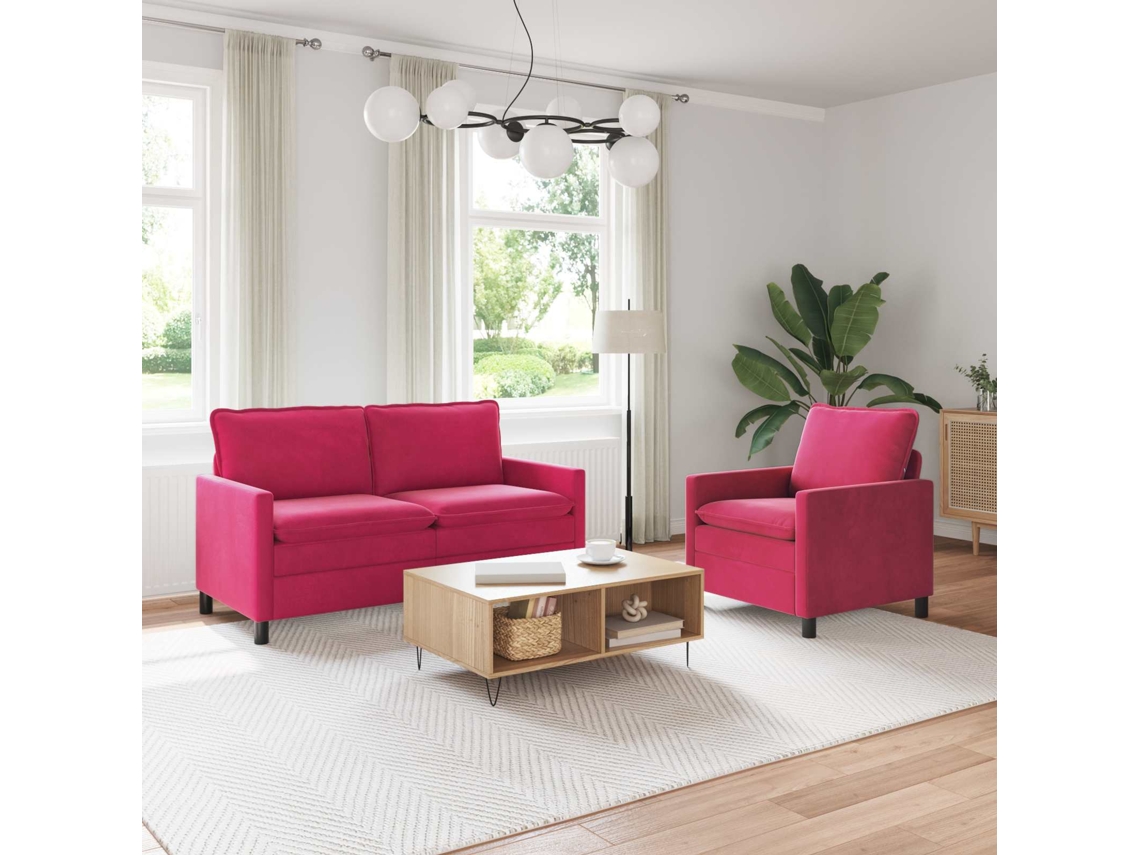 Vidaxl Conjunto De Sofás 2 Unid. Vinho Vermelho Veludo