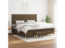 Vidaxl Cama Com Molas/colchão 200x200 Cm Tecido Castanho-escuro