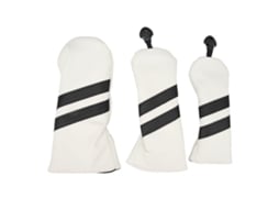 Protector de Cabeça de Palo de Golfe, de PU, para Driver, Madeira e Híbrido, com Etiqueta Rotatória, Branco