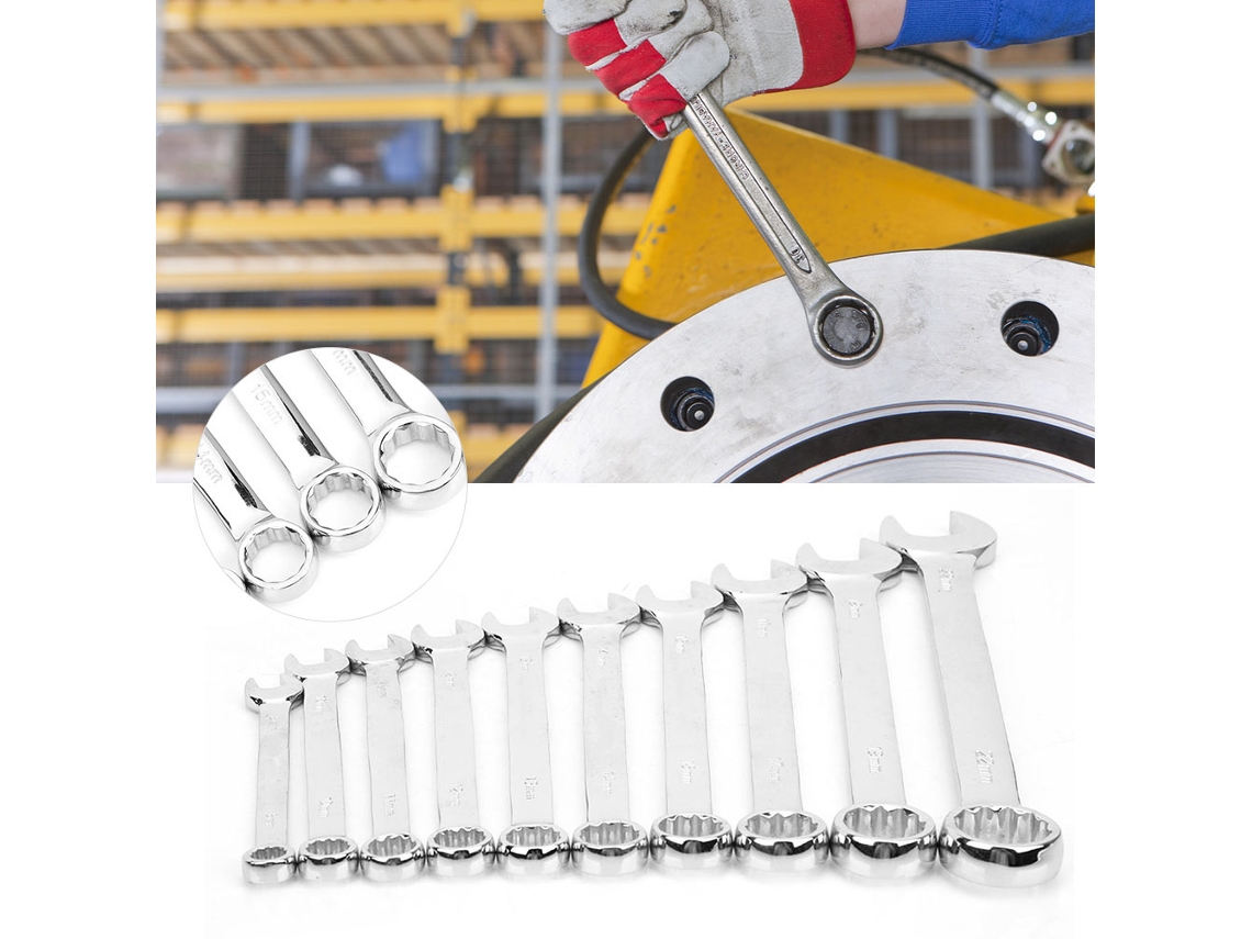 Kit De Chaves Laxiscreed 10 Peças Em Aço Resistente Com Estojo, Tamanhos De 8 A 22 Mm