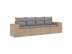 Conjunto de 4 sofás de jardim com almofadões Vime Pe Bege MAISON EXCLUSIVE (4 peças)