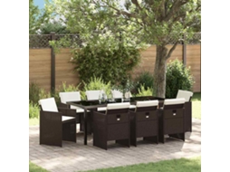 Vidaxl Conjunto De Jantar Para Jardim 9 Pcs Castanho Vime Pe