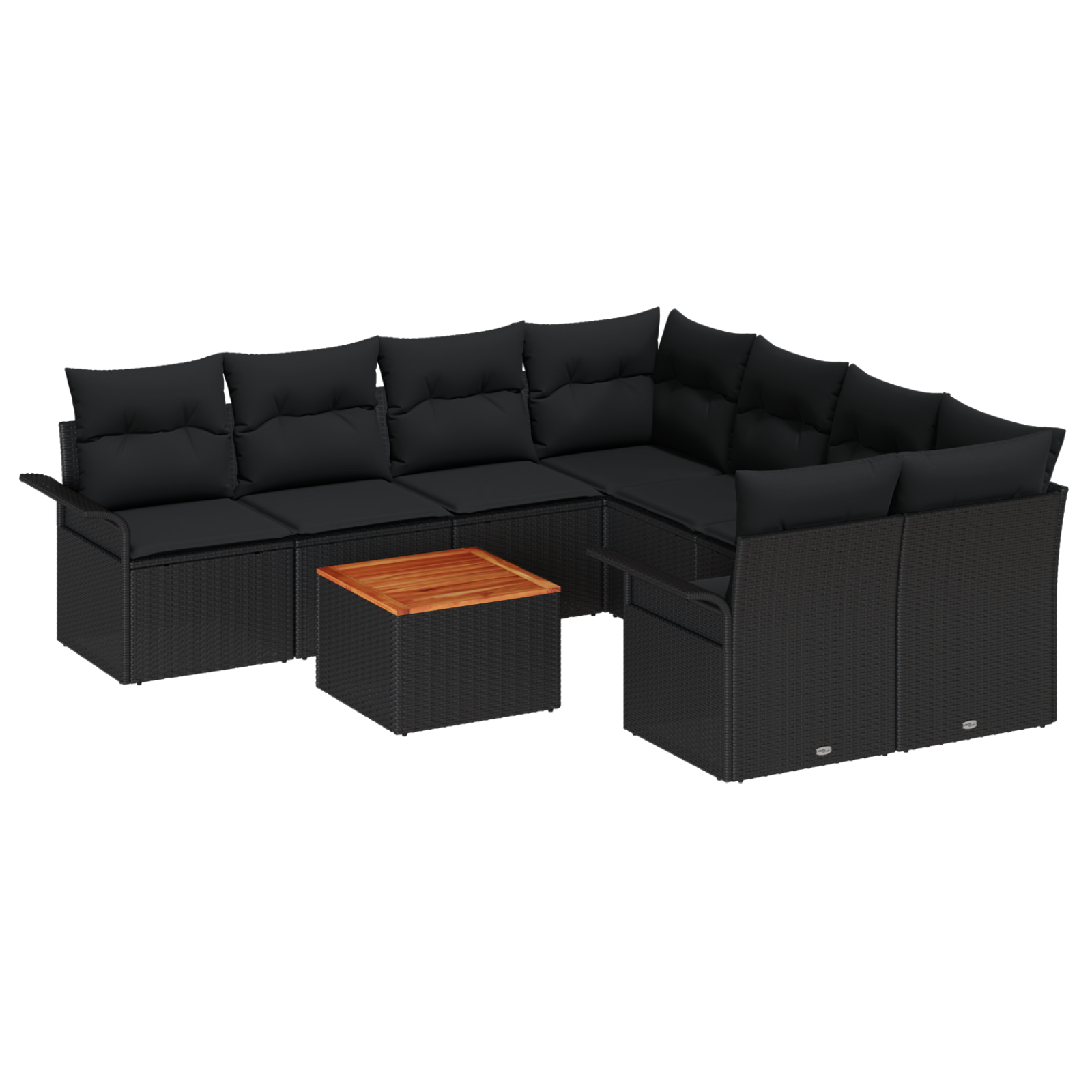 Conjunto 9 Conjunto De Sofás Vidaxl Preto Vime Pe (55 X 55 X 37 Cm)