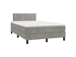 Vidaxl Cama Box Spring Colchão Led 120x190 Cm Couro Artif. Cinza-claro