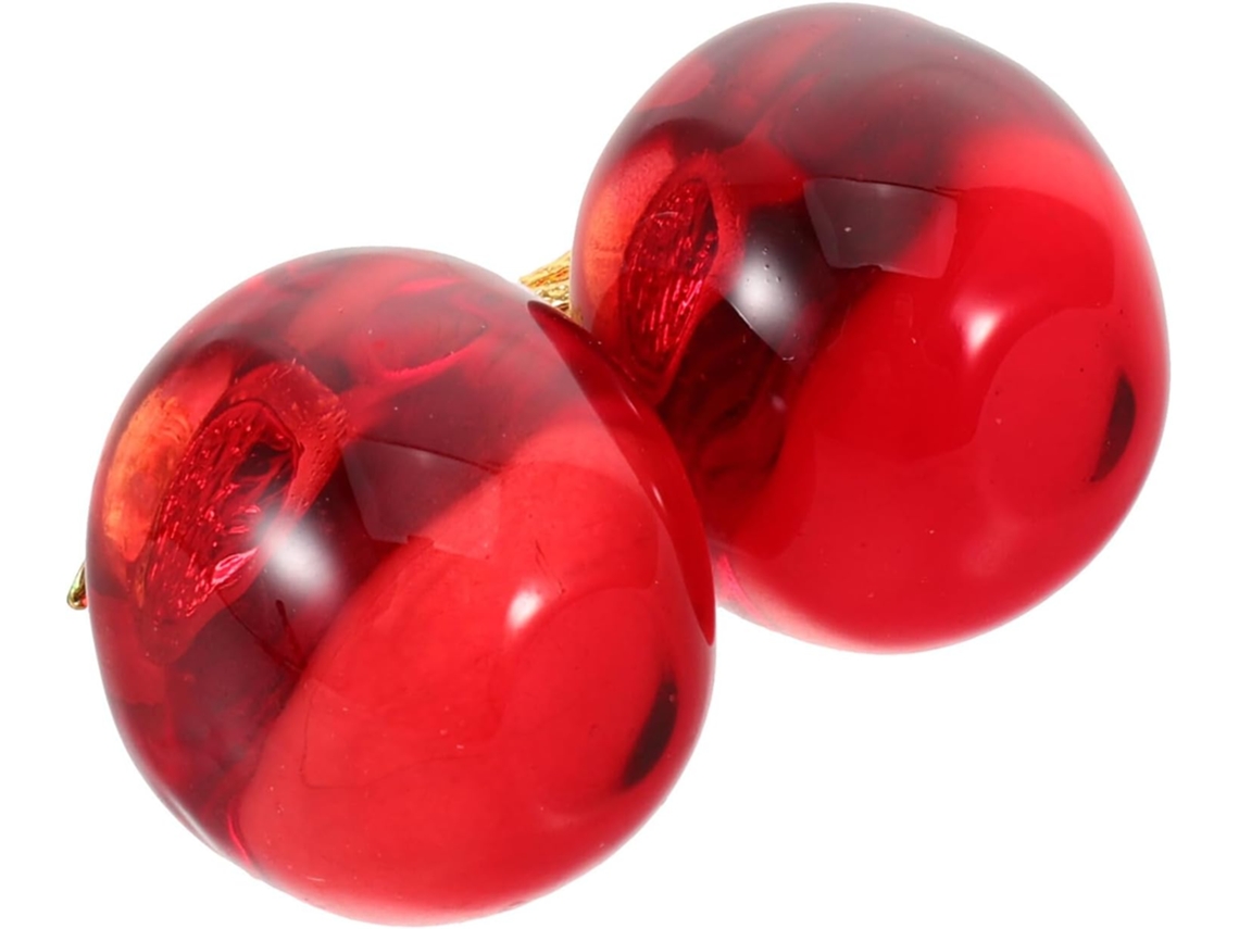 Estatueta Cereja Dupla Cristal Vermelho Decoração Vidro Transparente Ornamento Elegante Fruta Escritório GOKOCO
