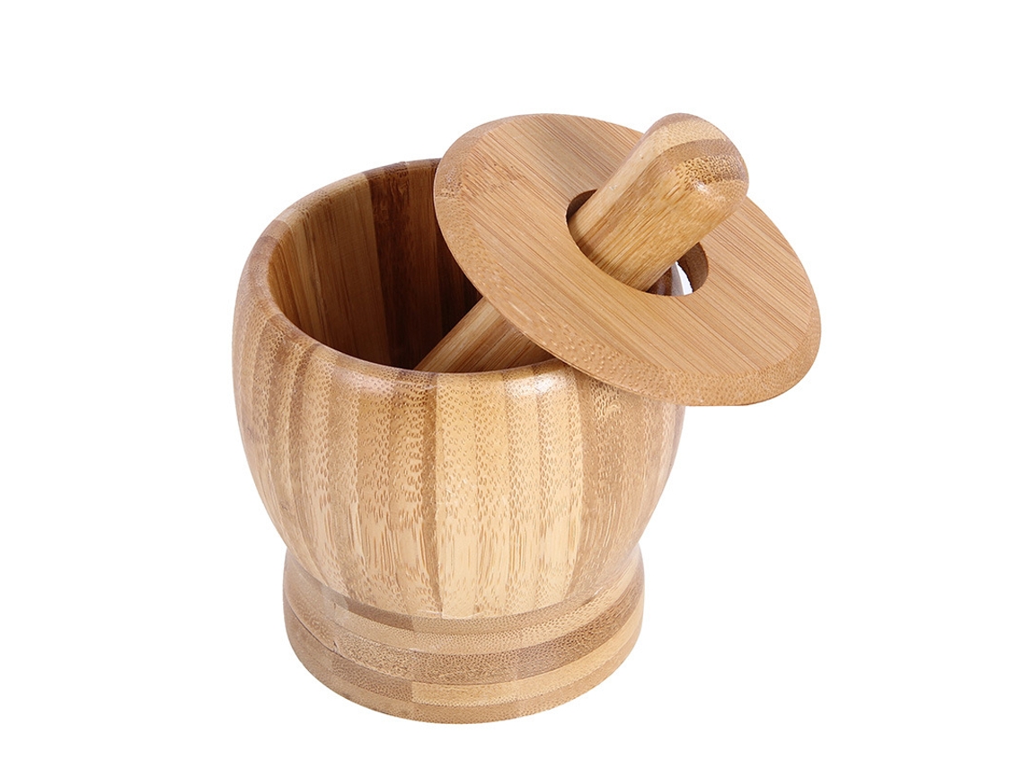 Conjunto de Pilão e Almofariz Grande com Tampa, Ferramenta para Moer Especiarias, Misturar Ingredientes, Utensílio Cozinha. AQUAFORGE