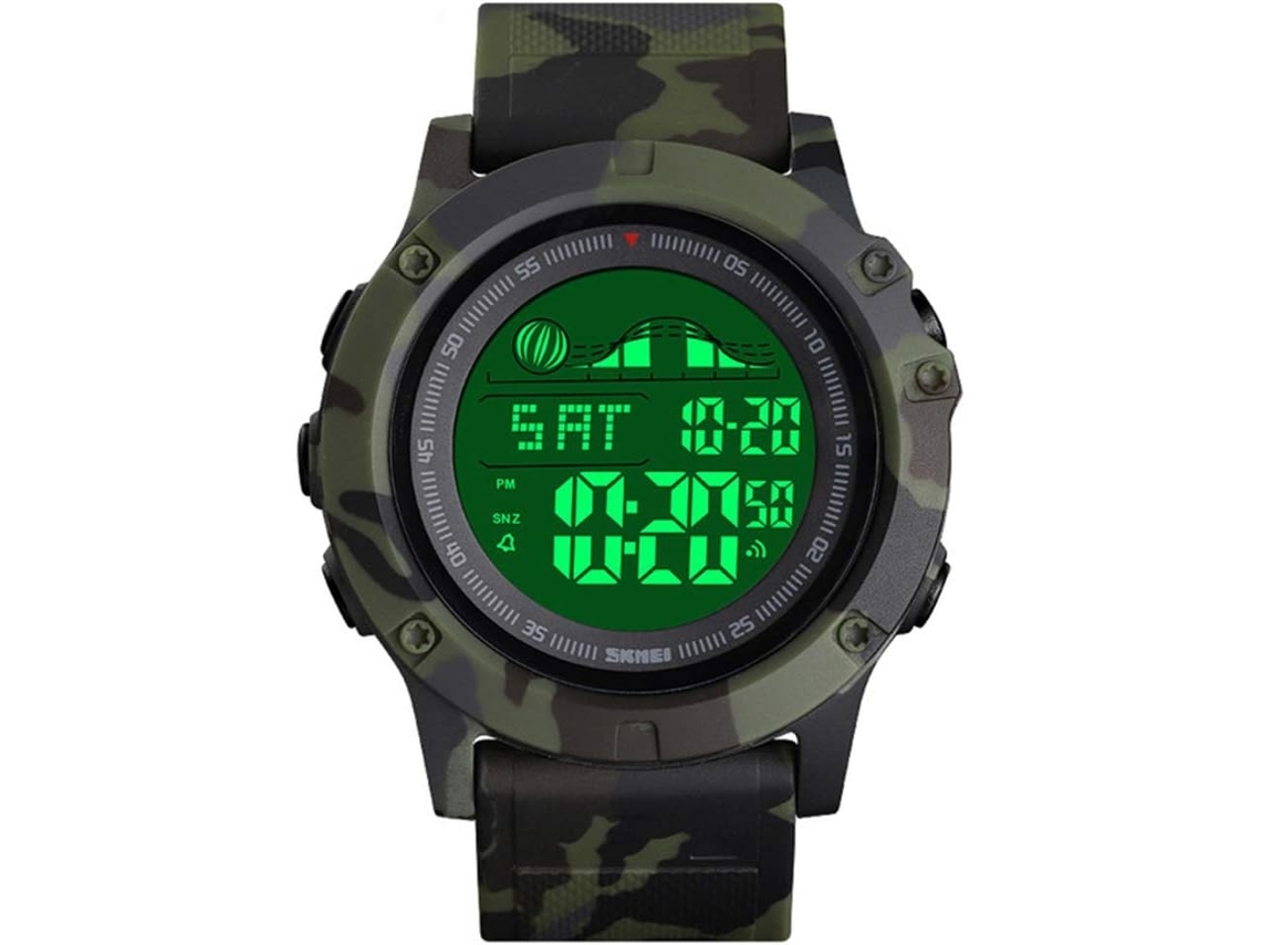 Relógio de Pulso Digital Led À Prova DÁgua Masculino -Camuflagem Verde Exército