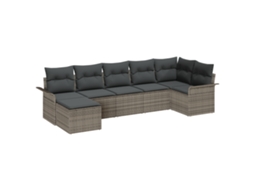 Conjunto 7 Conjunto De Sofá De Jardim Vidaxl Cinzento Vime Pe (297,5 X 132,5 X 85 Cm)