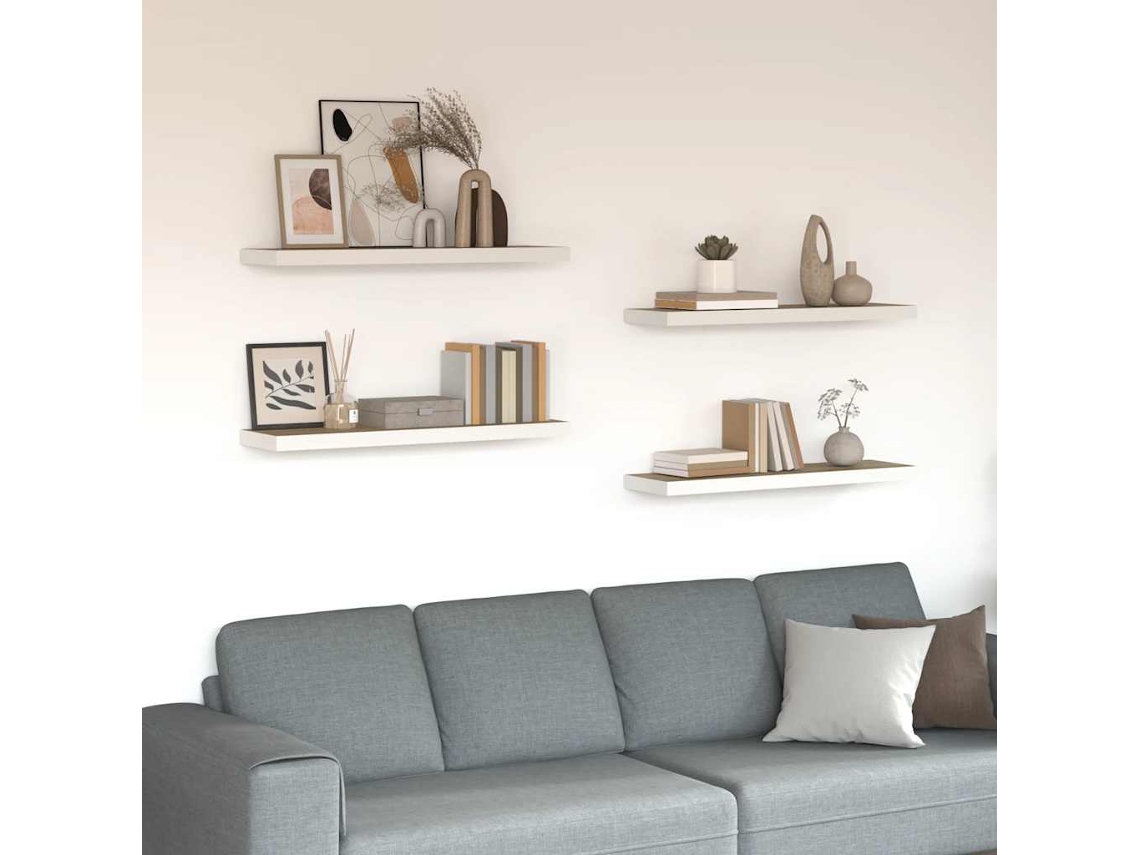 Vidaxl Prateleiras Parede 4pcs 90x23,5x3,8 Cm Mdf Cor Carvalho/branco
