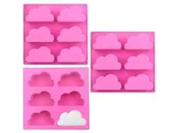 Molde De Silicona Nube 3 Formas Para Jabón Cupcake Chocolate Helado Hornear Microndas Lavavajillas