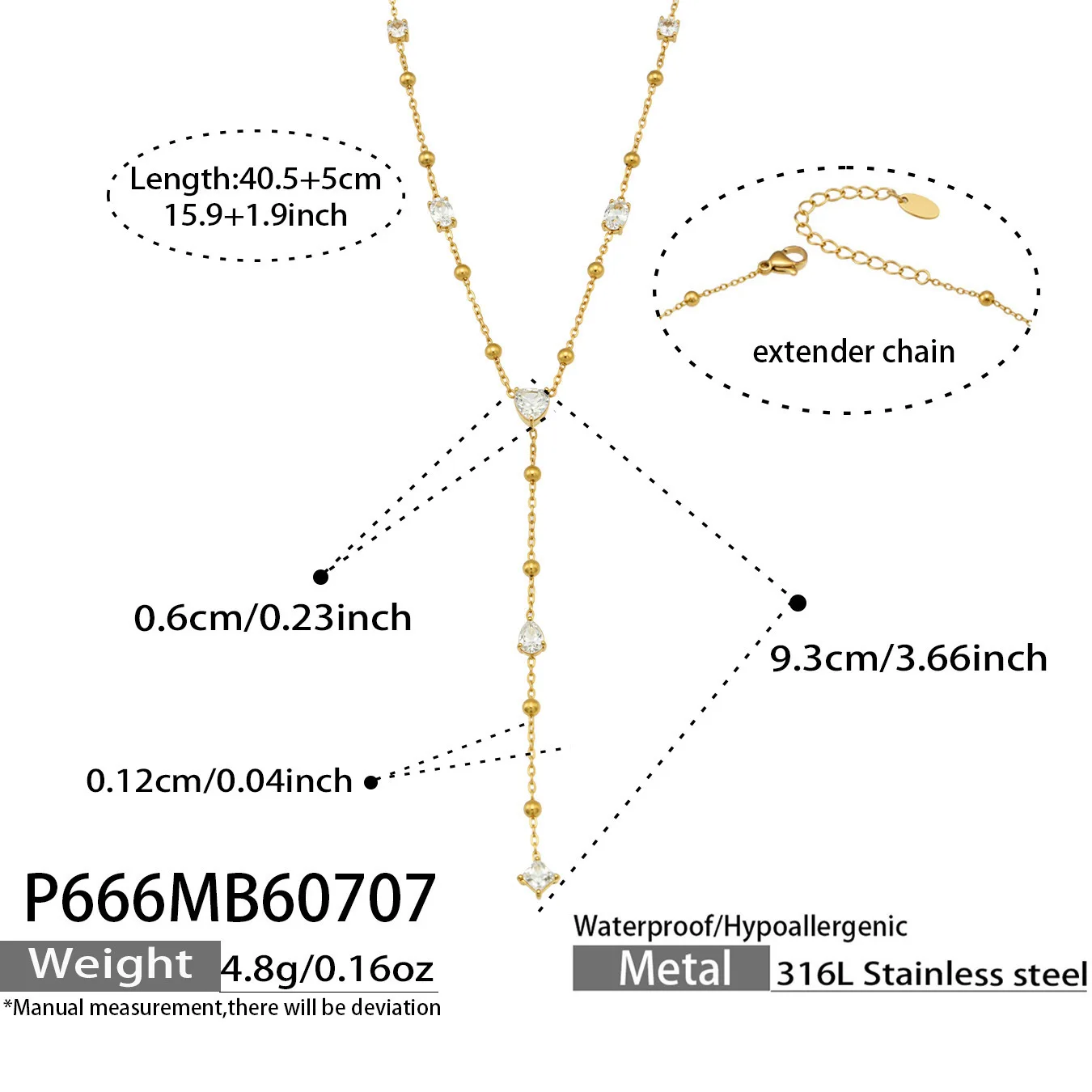 Colar Com Pingente Em Forma De Gota Em Y Feito De Zircônia, Banhado A Ouro Para Um Visual Luxuoso.
