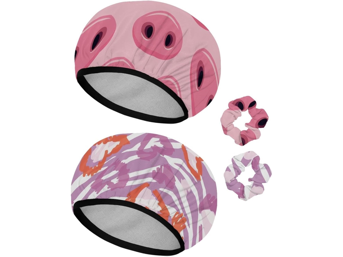 Conjunto De 2 Toucas Banho Reutilizáveis Com Elástico Para Cabelo, Touca De Banho Elástica À Prova D Água Para Cabelos