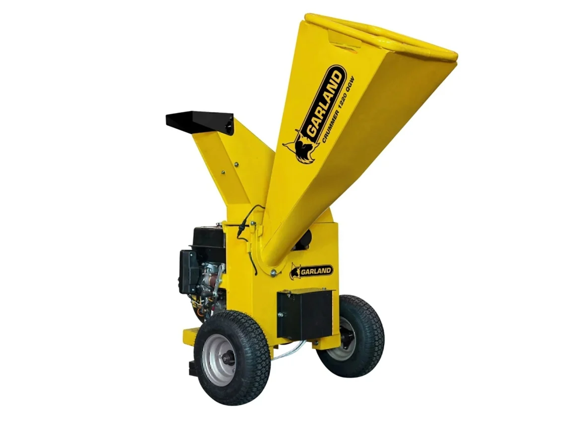 GARLAND CRUMMER 1220QGW-V22 Biotriturador a gasolina motor 4T, 420 cc e 11,5 CV. Trituração por lâminas sobre disco, diâm. máx. 10 cm.