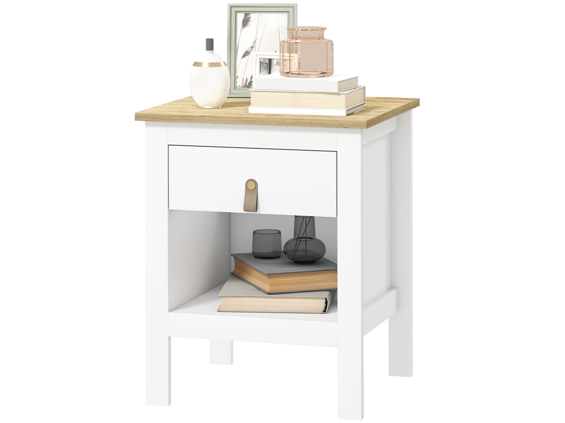 Mesa de Cabeceira com Gaveta e Compartimento (branco, 45x40x55 Cm)
