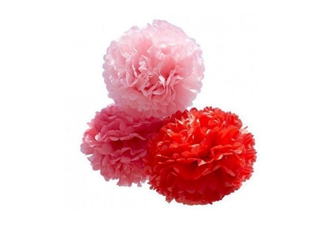 Flores de Papel Penduradas X 3 Vermelho Tamanho Médio Youdoit