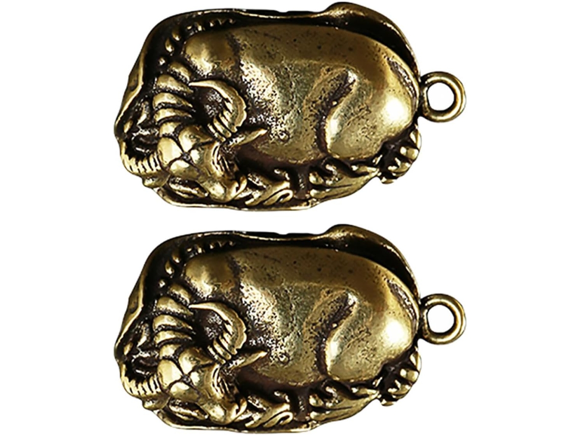 Conjunto 2 Estatuetas Decorativas Artesanais Cobre Elegantes Portáteis Decoração Superfície Arredondada Polida GOKOCO