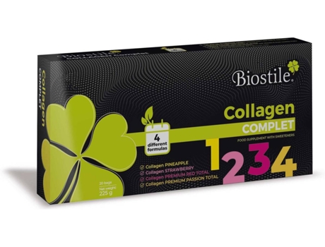Biostile Collagen Complet - 30 Sachês Com 8600 Mg De Colágeno Hidrolisado, Vitamina C, Curcumina, Shilajit E Silício Para Pele, Articulações E Ossos