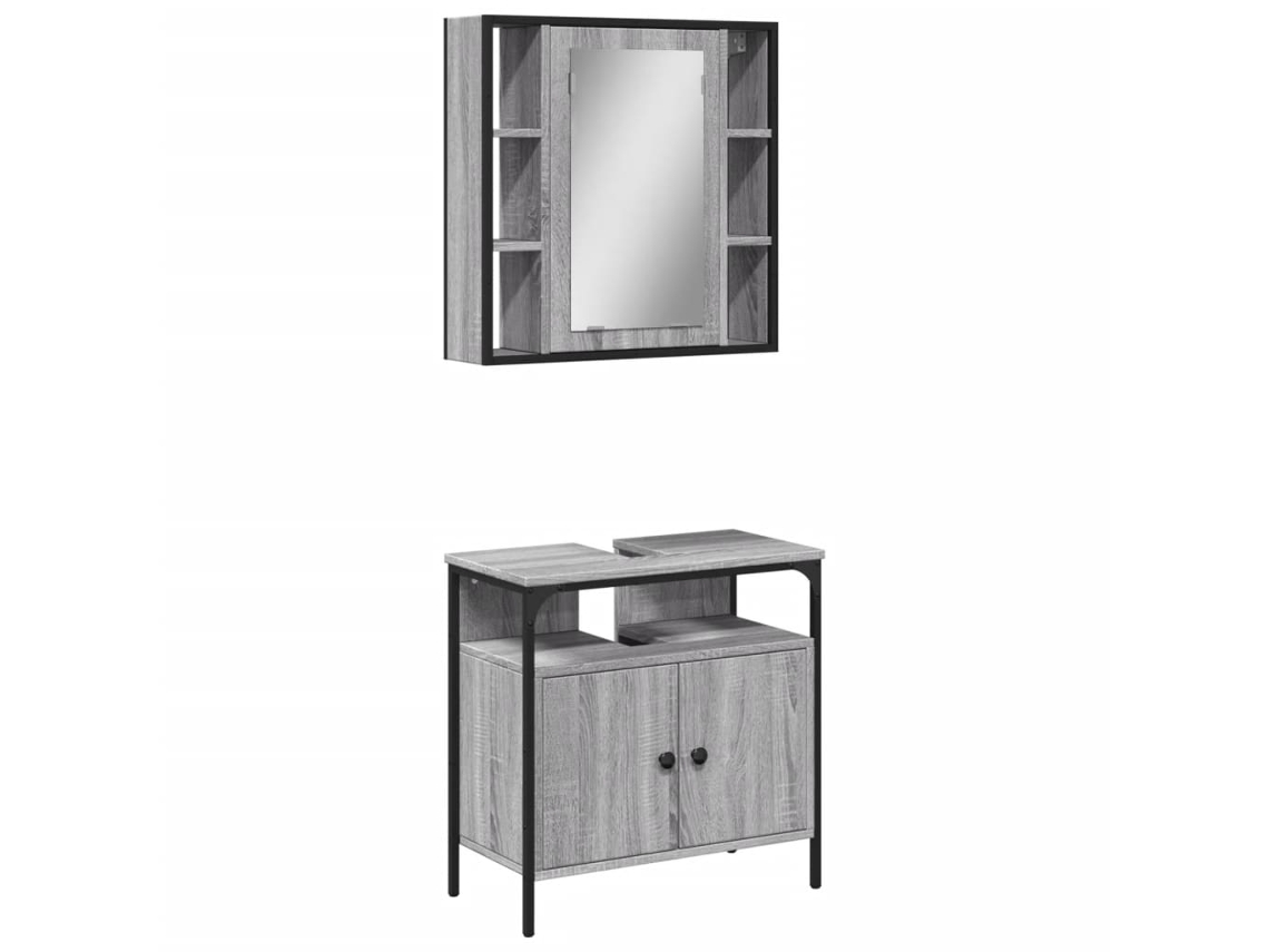 2 Pcs Conjunto Móveis WC Madeira Sonoma Cinza MAISON EXCLUSIVE