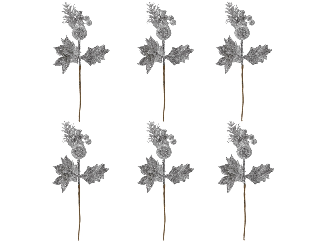 Laxiscreed Ramos Artificiais De Natal Dourados, Conjunto De 6 Peças, 23cm Para Decoração De Árvore Natalícia