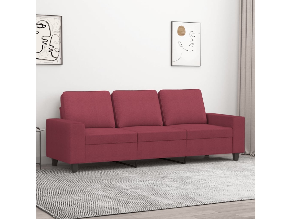 Sofá de 3 Lugares HARLANV1 tecido vermelho tinto 180cm