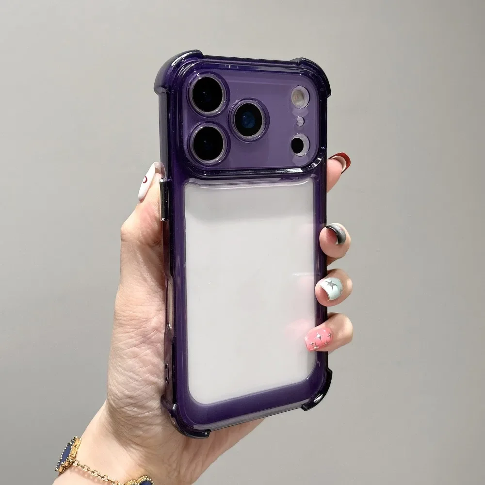 Capa Protetora Para Celular (iphone 12 Roxa) Com Airbag Nos Quatro Cantos E Proteção Contra Impactos, Com Moldura Macia.