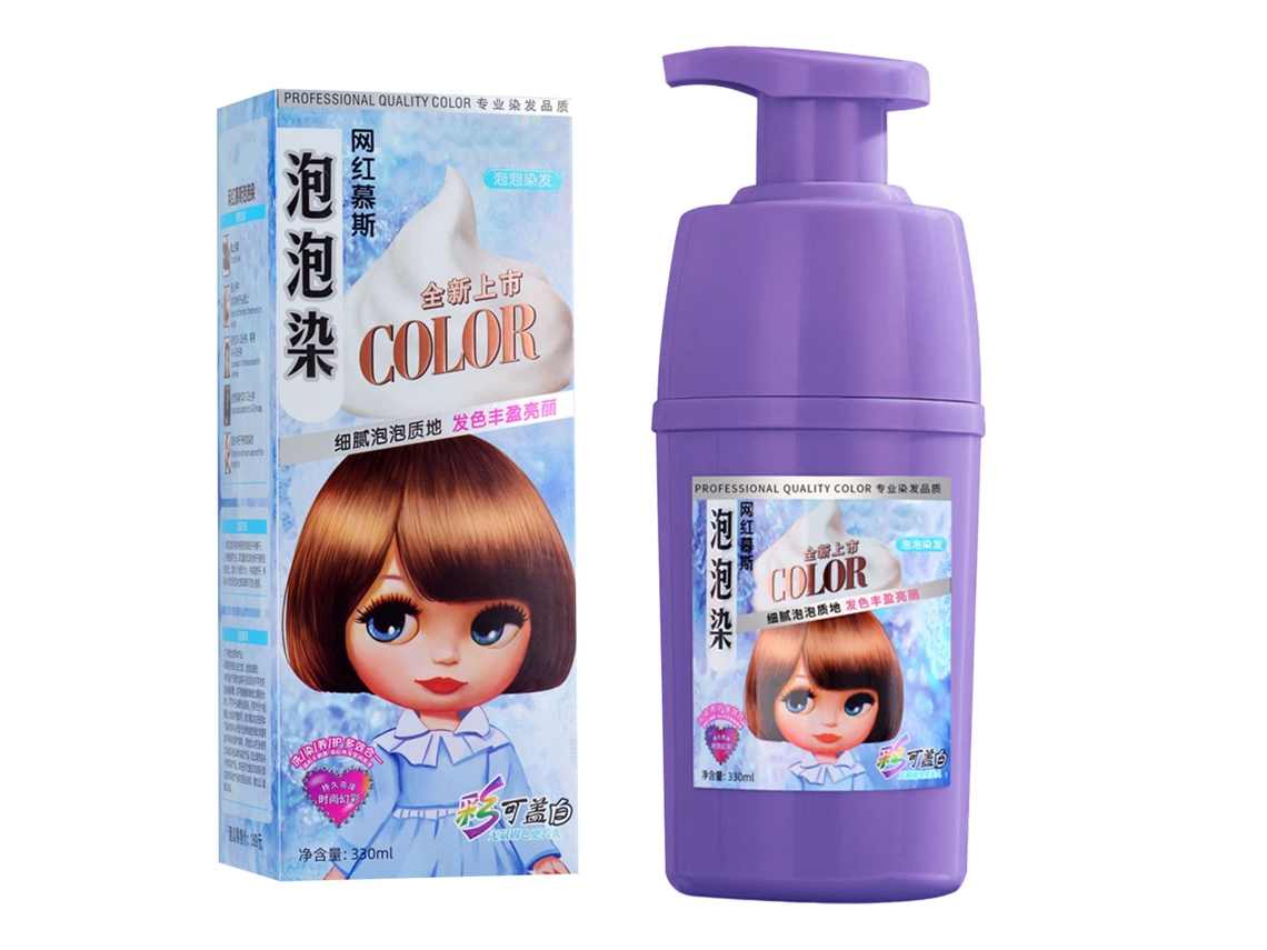 Shampoo permanente marrom escuro 2026 em espuma, 330ml, para homens e mulheres.