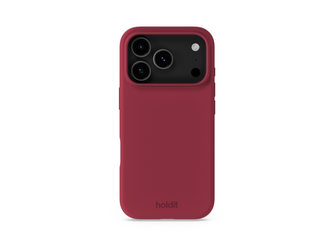 Capa De Celular Iphone 17 Pro Em Silicone Vermelho Aveludado