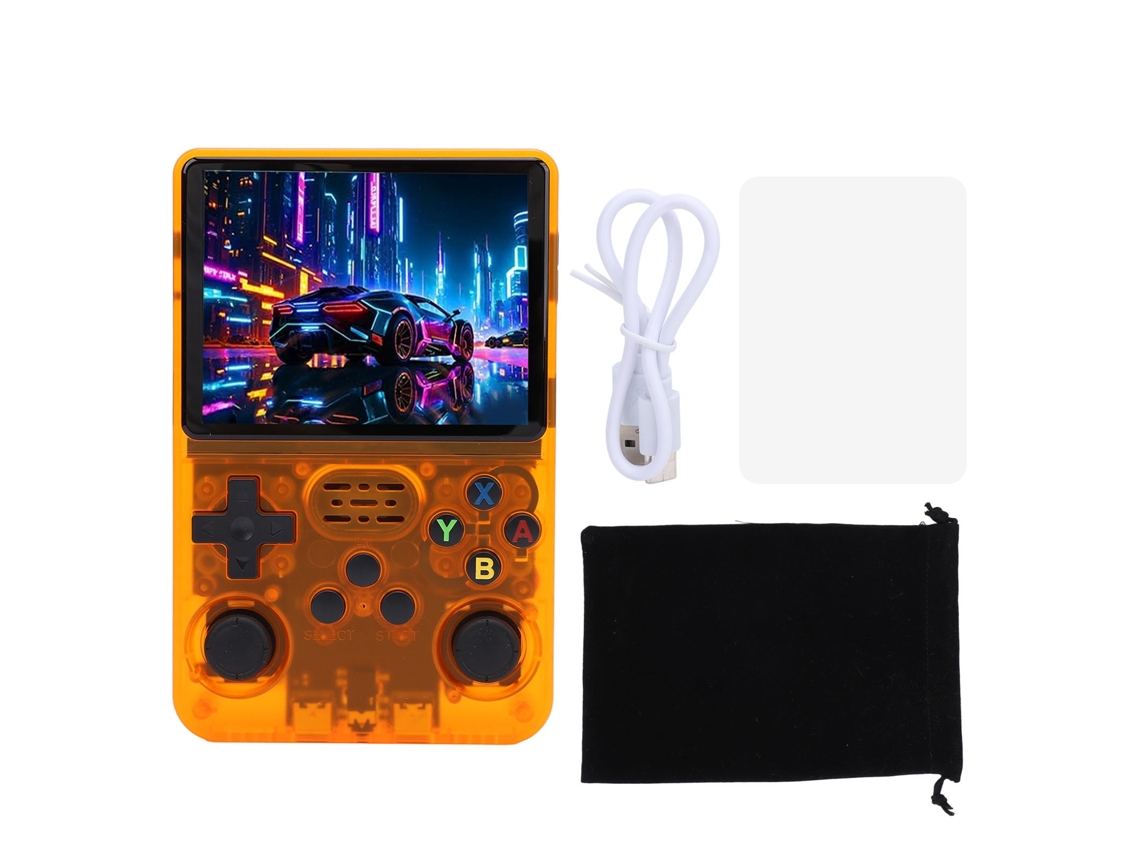 Console de jogos portátil retrô com tela 3.5 polegadas 640x480 e bateria 3500mah RK3326 S/MARCA