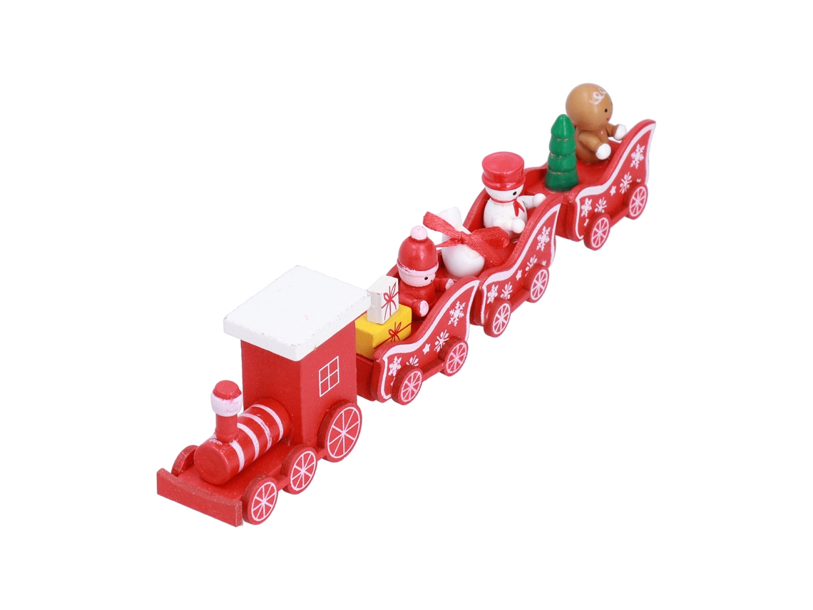 Trem De Natal De Madeira Maciça Com 4 Vagões Jogo De Brinquedo Modelo Colorido Para Crianças 3 Anos+