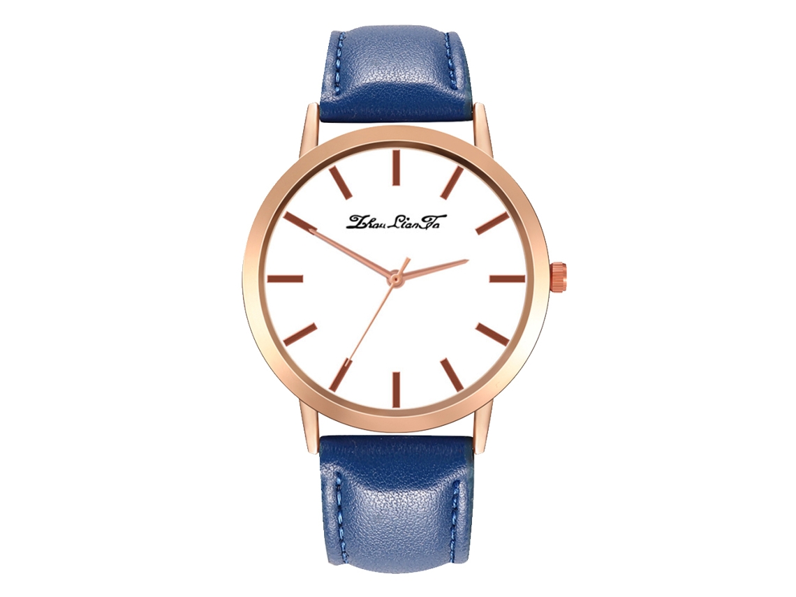 Relógio de Pulso Feminino Analógico de Quartzo com Pulseira Pu Estilo Clássico (azul Royal)