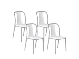 Conjunto De 4 Cadeiras De Jardim Beliani Spezia De Material Sintético Branco 42x49x89