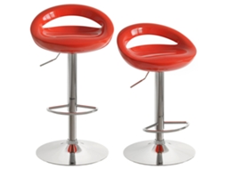 Conjunto de 2 Banquetas Giratórias com Apoio para os Pés, Altura Ajustável, Base de Aço, Assento em Abs, Vermelhas, ETOWN COMMERCE GMBH