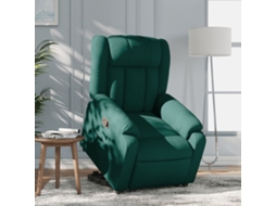Vidaxl Poltrona Reclinável Elevatória Tecido Verde-escuro