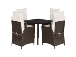 Garden Dining Set, Garden Dining Sets Vidaxl Marrom Rattan / Vime (80 Cm Table Length)