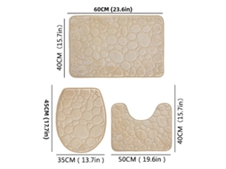 Conjunto de Tapete de Banheiro Antiderrapante e Absorvente de Três Peças, Cor Sólida, Padrão Pedra, Tapete Ecológico MDUG (cáqui)
