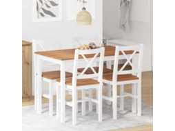 Vidaxl Conjunto De Jantar 5 Pcs Castanho E Branco