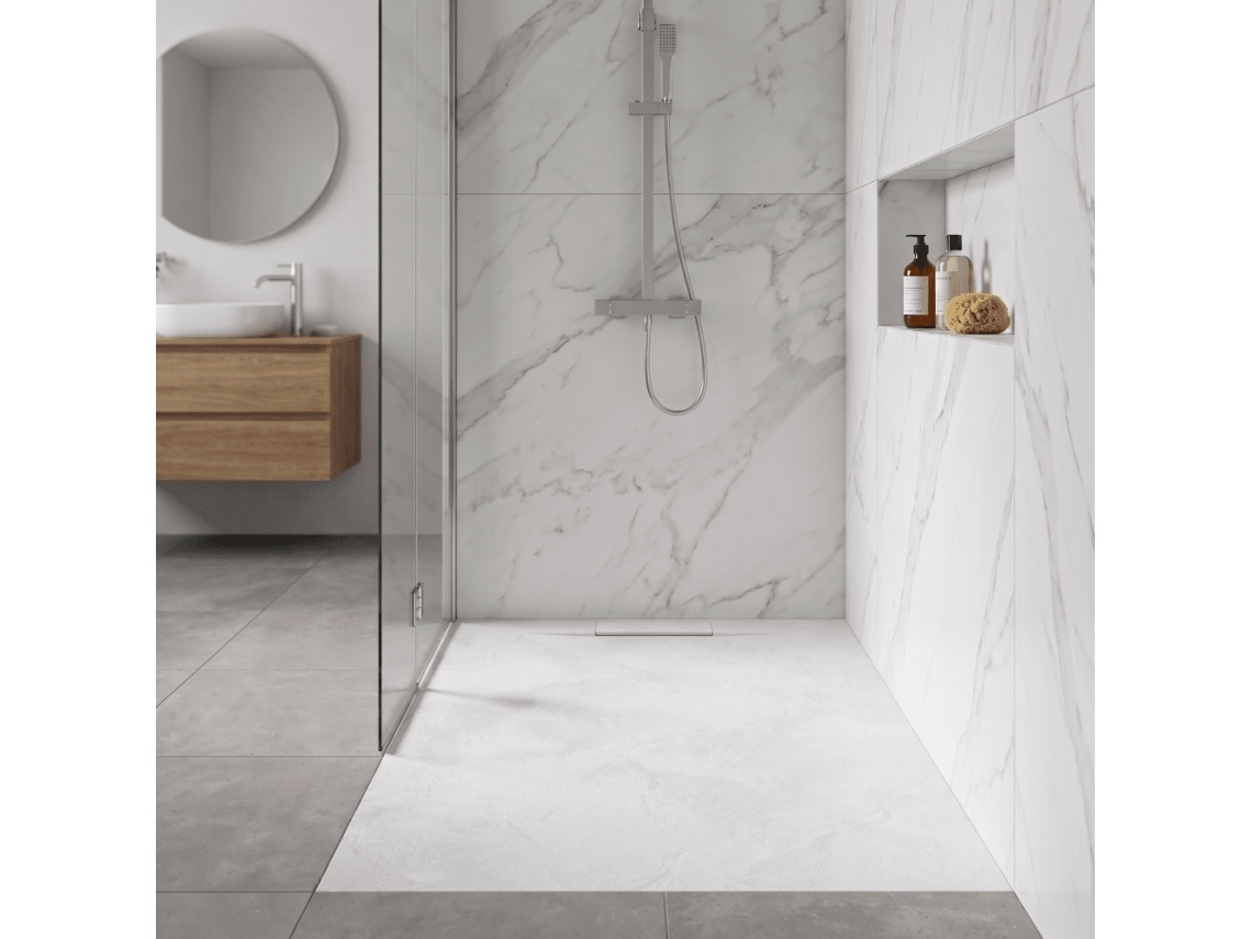 Base de Duche Koral, Branca 200x100cm, com Grade